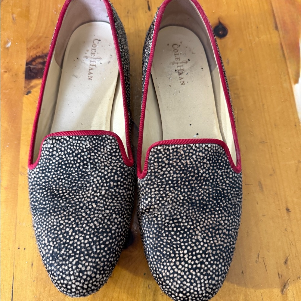 Cole Haan Black and Red Flats with Classic Loafer Style